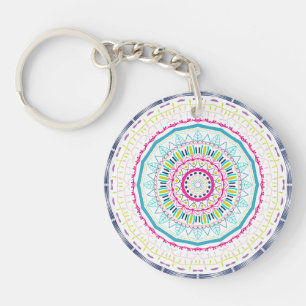 Vibrant Colourful Mandala Art Key Ring