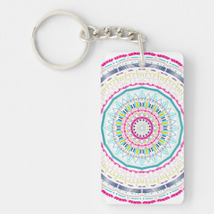Vibrant Colourful Mandala Art Key Ring