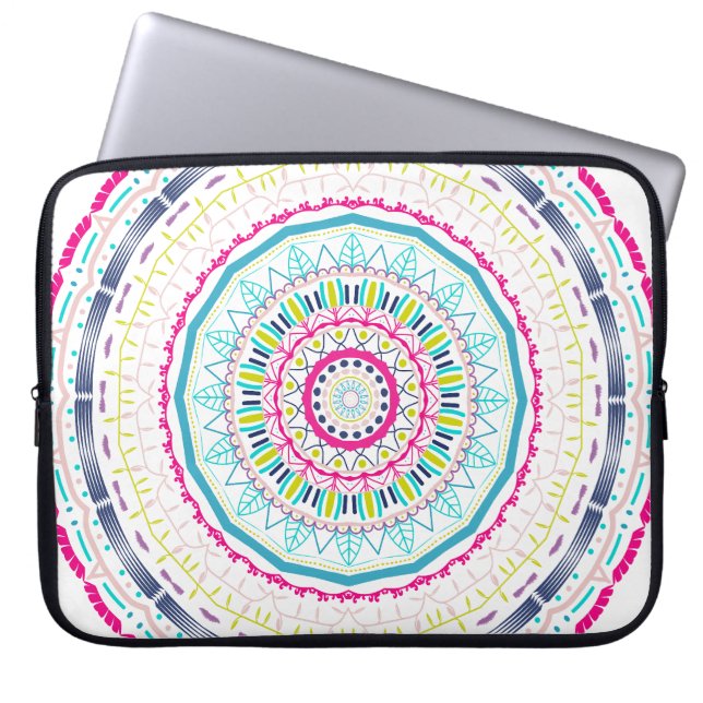 Vibrant Colourful Mandala Art Laptop Sleeve (Front)