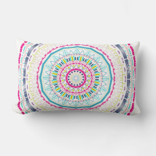 Vibrant Colourful Mandala Art Lumbar Cushion