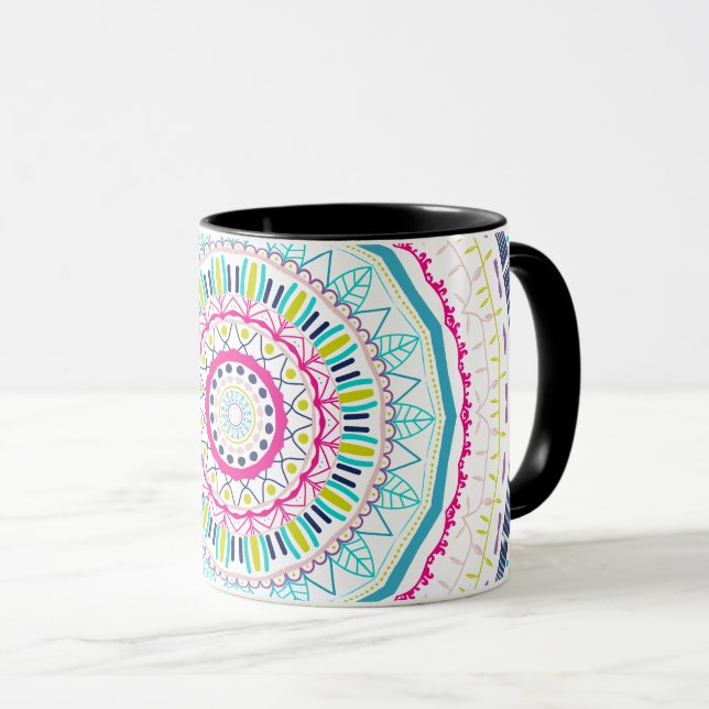 Vibrant Colourful Mandala Art Mug (Front Right)
