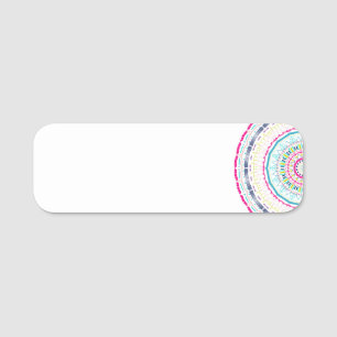Vibrant Colourful Mandala Art Name Tag