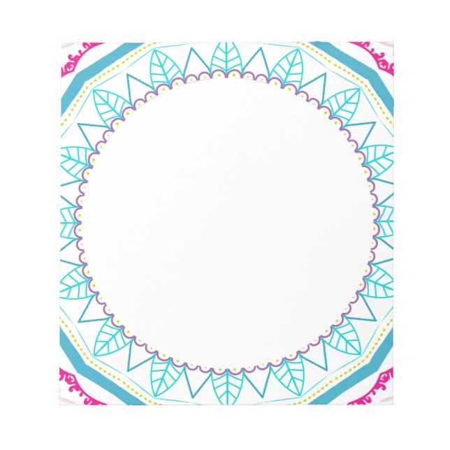 Vibrant Colourful Mandala Art Notepad (Front)