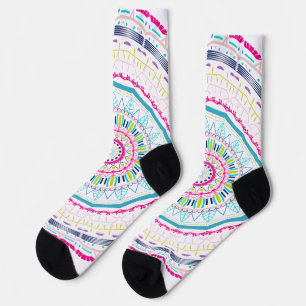 Vibrant Colourful Mandala Art Socks