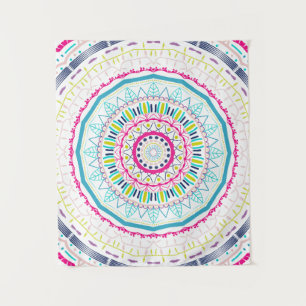 Vibrant Colourful Mandala Art Tapestry