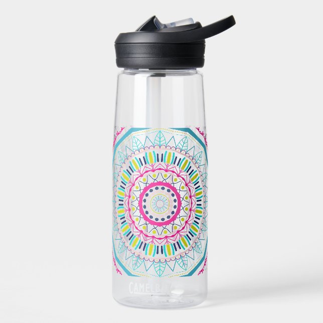 Vibrant Colourful Mandala Art Water Bottle (Left)