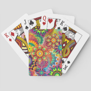 Vibrant Colourful Mandalas Pattern Playing Cards