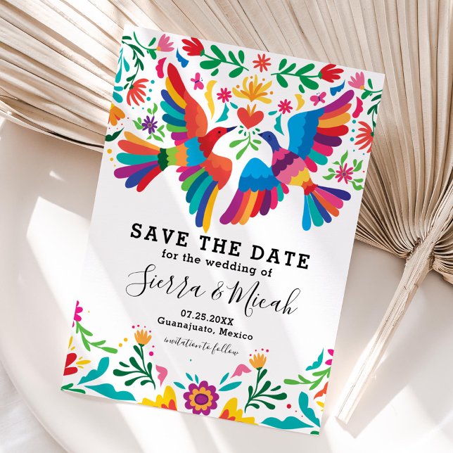 Vibrant Colourful Mexican Inspired Birds and Flora Save The Date (Creator Uploaded)