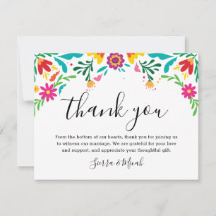 Vibrant Colourful Mexican Inspired Floral Thank You Card