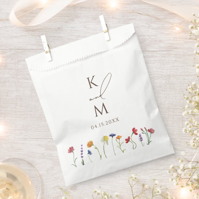 Vibrant Colourful Monogram Wildflower Bloom Weddin Favour Bags (Clipped)