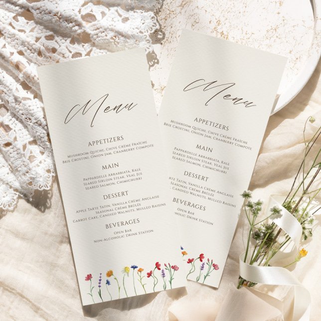 Vibrant Colourful Monogram Wildflower Bloom Weddin Menu (Creator Uploaded)