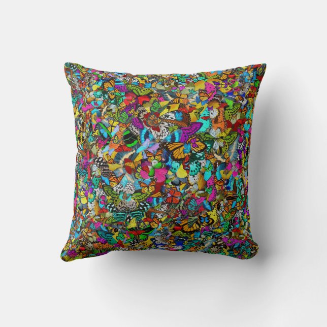 Vibrant Colourful Mosaic Pattern Style Cushion (Back)