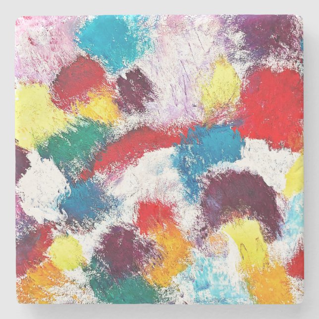 Vibrant Colourful Multicolor Ties Stone Coaster (Front)