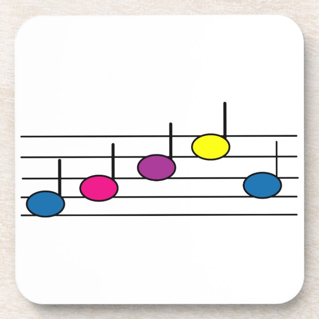 Vibrant Colourful Music Notes Coaster (Front)