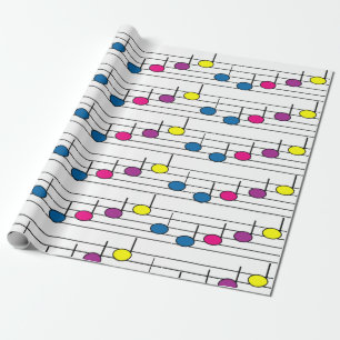 Vibrant Colourful Music Notes Whimsical Pattern Wrapping Paper