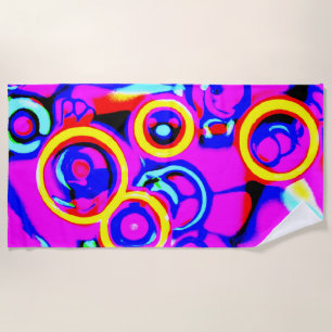 Vibrant Colourful Neon Pattern Beach Towel