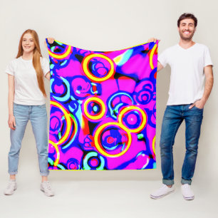Vibrant Colourful Neon Pattern Fleece Blanket