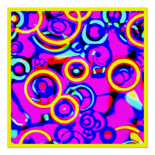 Vibrant Colourful Neon Pattern Poster