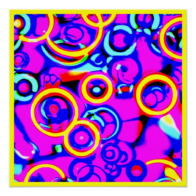 Vibrant Colourful Neon Pattern Poster (Front)