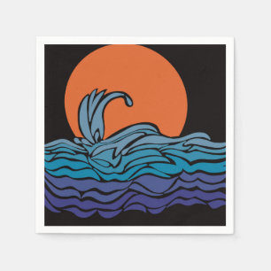 Vibrant, colourful ocean waves & sunset napkin