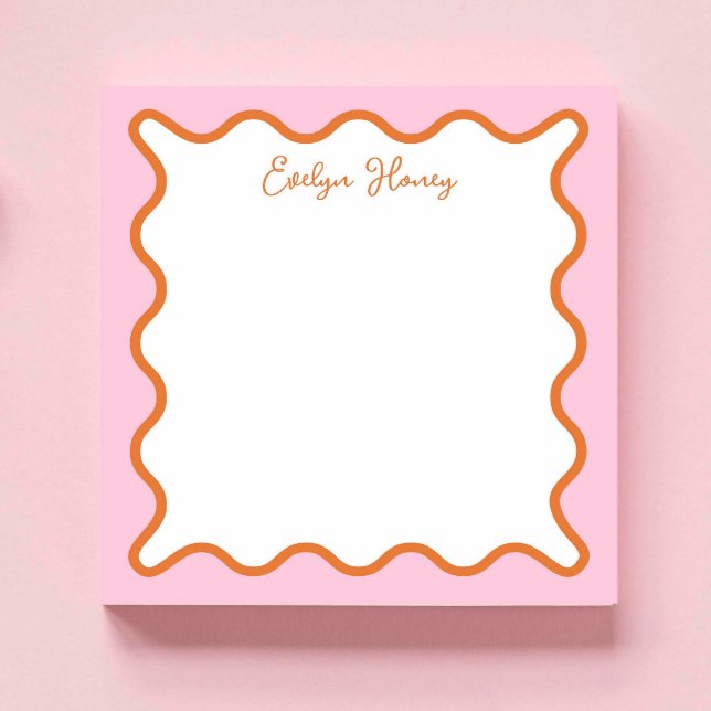 Vibrant Colourful Pink Orange Wavy Zigzag Border Notepad (Creator Uploaded)