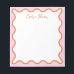 Vibrant Colourful Pink Orange Wavy Zigzag Border Notepad<br><div class="desc">Perfect gift for anyone who loves colourful and bright notepads,  featuring pink and orange wavy border.
For more advanced customisation of this design,  e.g. changing layout,  font or text size please click the "CUSTOMIZE" button above. Please contact me for any questions!</div>