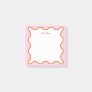 Vibrant Colourful Pink Orange Wavy Zigzag Border Post-it Notes