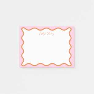 Vibrant Colourful Pink Orange Wavy Zigzag Border Post-it Notes