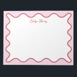 Vibrant Colourful Pink Red Wavy Zigzag Border Notepad<br><div class="desc">Perfect gift for anyone who loves colourful and bright notepads,  featuring red and pink wavy border.
For more advanced customisation of this design,  e.g. changing layout,  font or text size please click the "CUSTOMIZE" button above. Please contact me for any questions!</div>