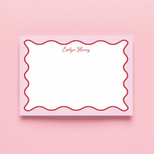 Vibrant Colourful Pink Red Wavy Zigzag Border Notepad