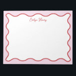 Vibrant Colourful Pink Red Wavy Zigzag Border Notepad<br><div class="desc">Perfect gift for anyone who loves colourful and bright notepads,  featuring red and pink wavy border.
For more advanced customisation of this design,  e.g. changing layout,  font or text size please click the "CUSTOMIZE" button above. Please contact me for any questions!</div>