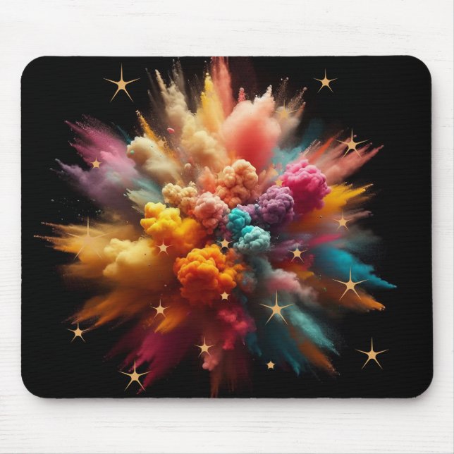 Vibrant Colourful Powder Explosion and Stars Magic Mouse Pad (Front)