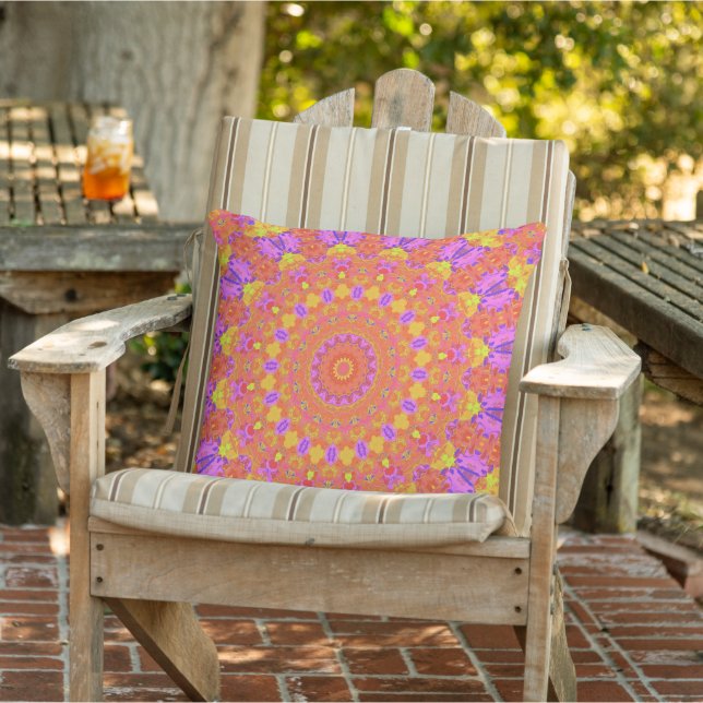 Vibrant Colourful Psychedelic Abstract Kaleidoscop Cushion (Chair)