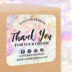 Vibrant Colourful Rainbow Confetti Thank Your Orde Square Sticker