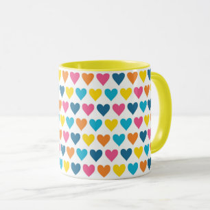 Vibrant Colourful Rainbow Hearts Mug
