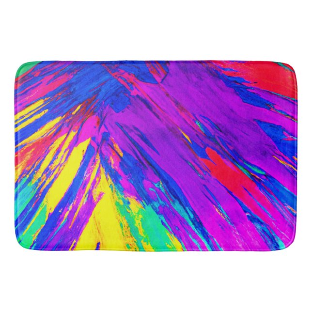 Vibrant Colourful Rainbow Pattern Design Bath Mat (Front)