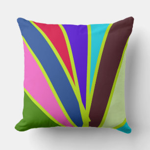 Vibrant colourful rainbow stripes fabric pattern cushion