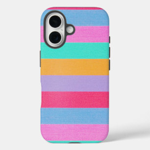 Vibrant Colourful Retro Stripes iPhone 16 Case