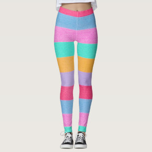 Vibrant Colourful Retro Stripes Leggings