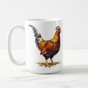Vibrant Colourful Rooster Illustration Artwork Coffee Mug