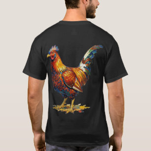 Vibrant Colourful Rooster Illustration Artwork T-Shirt