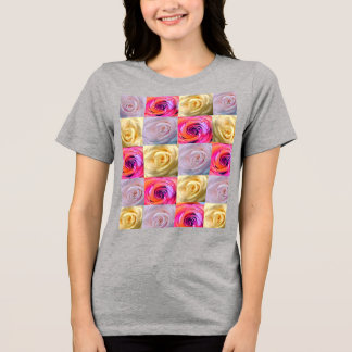 Vibrant Colourful Rose Photo Grid Graphic T-Shirt Tri-Blend Shirt