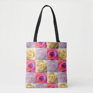 Vibrant Colourful Rose Photo Grid Tote Bag