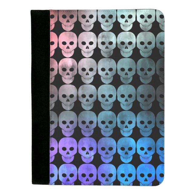 Vibrant colourful skull pattern padfolio (Front)
