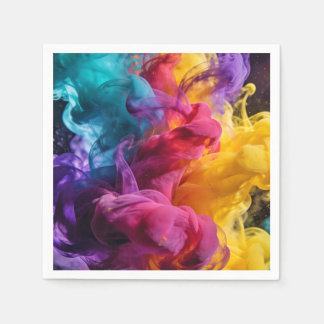 Vibrant colourful smoke swirling in dynamic abstra napkin