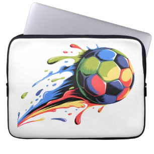 Vibrant Colourful Soccer Ball Paint Splash Laptop  Sleeve