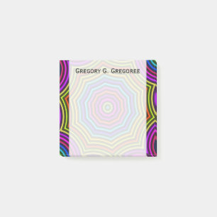 Vibrant, Colourful Spiderweb-Like Pattern + Name Post-it Notes