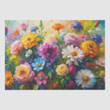 Vibrant Colourful Spring Flowers Decoupage