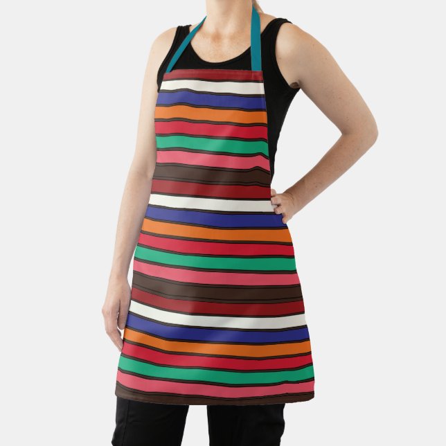 Vibrant Colourful Stripes  Apron (Insitu)