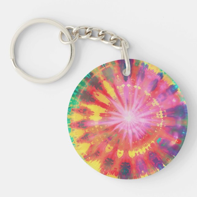 Vibrant Colourful Tie-Dye #1 Key Ring (Front)